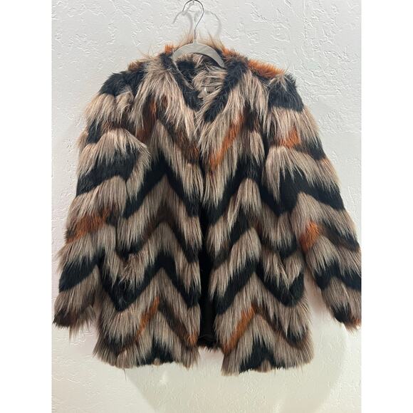 Amuse Society Faux Fur Chevron Jacket – Size XS - Picture 6 of 14